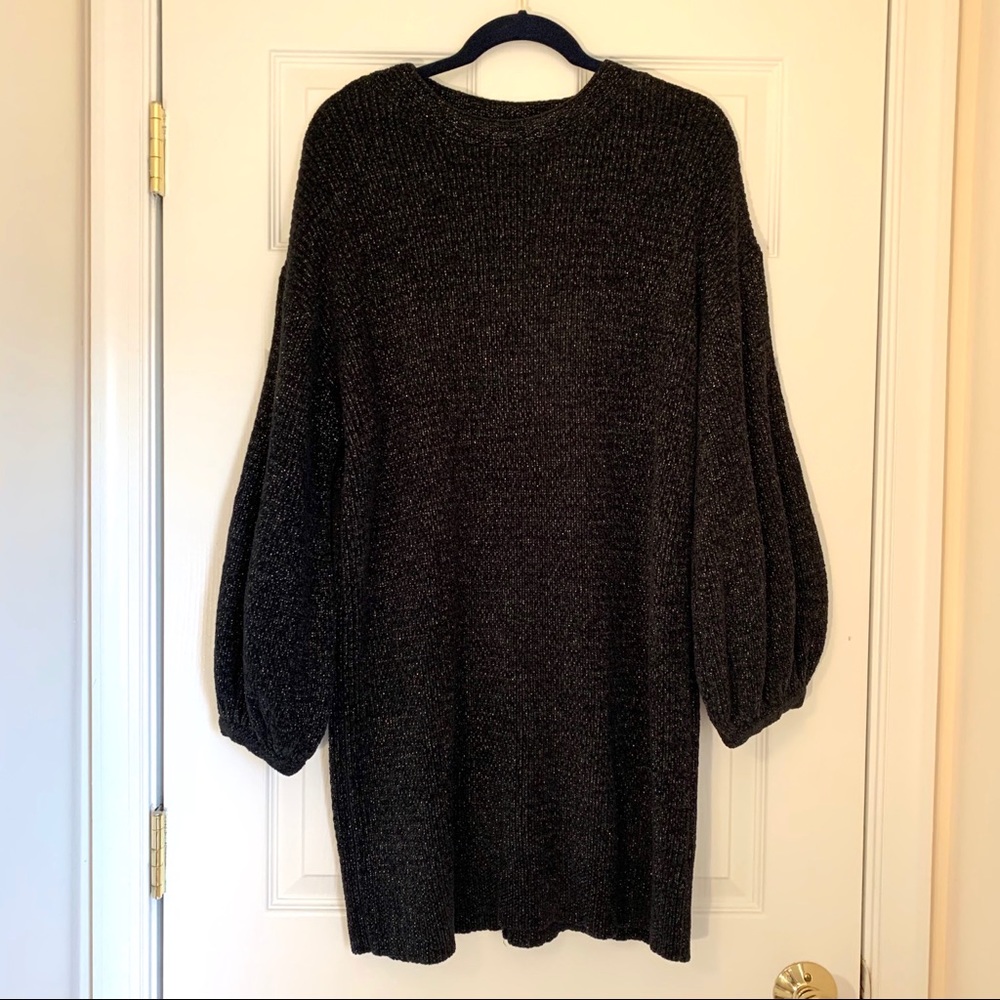 Something Navy Black Sparkle Sweater Dress